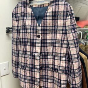 Pendleton Plaid Blazer in Pink and Navy